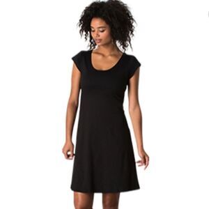 Toad&Co Nena Heather Black Mini Dress Scoop Neck Cap Sleeve Women’s Small